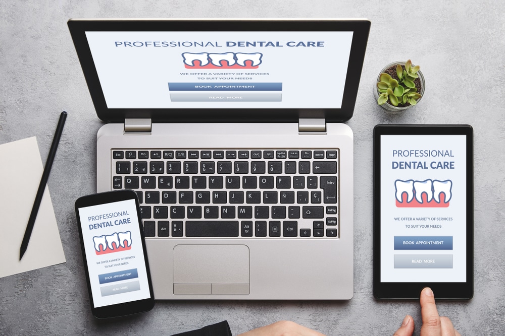 Dental,Care,Concept,On,Laptop,,Tablet,And,Smartphone,Screen,Over
