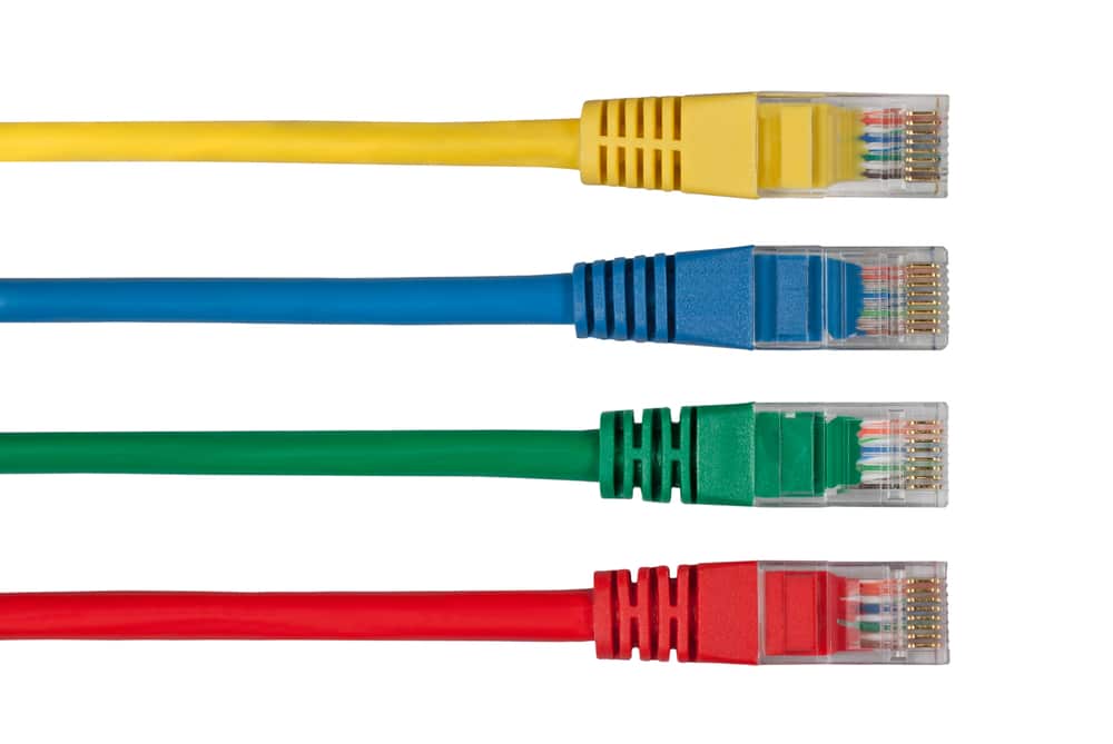 Four,Multi,Colored,Network,Cables.,Red,,Yellow,,Green,,Blue,Color