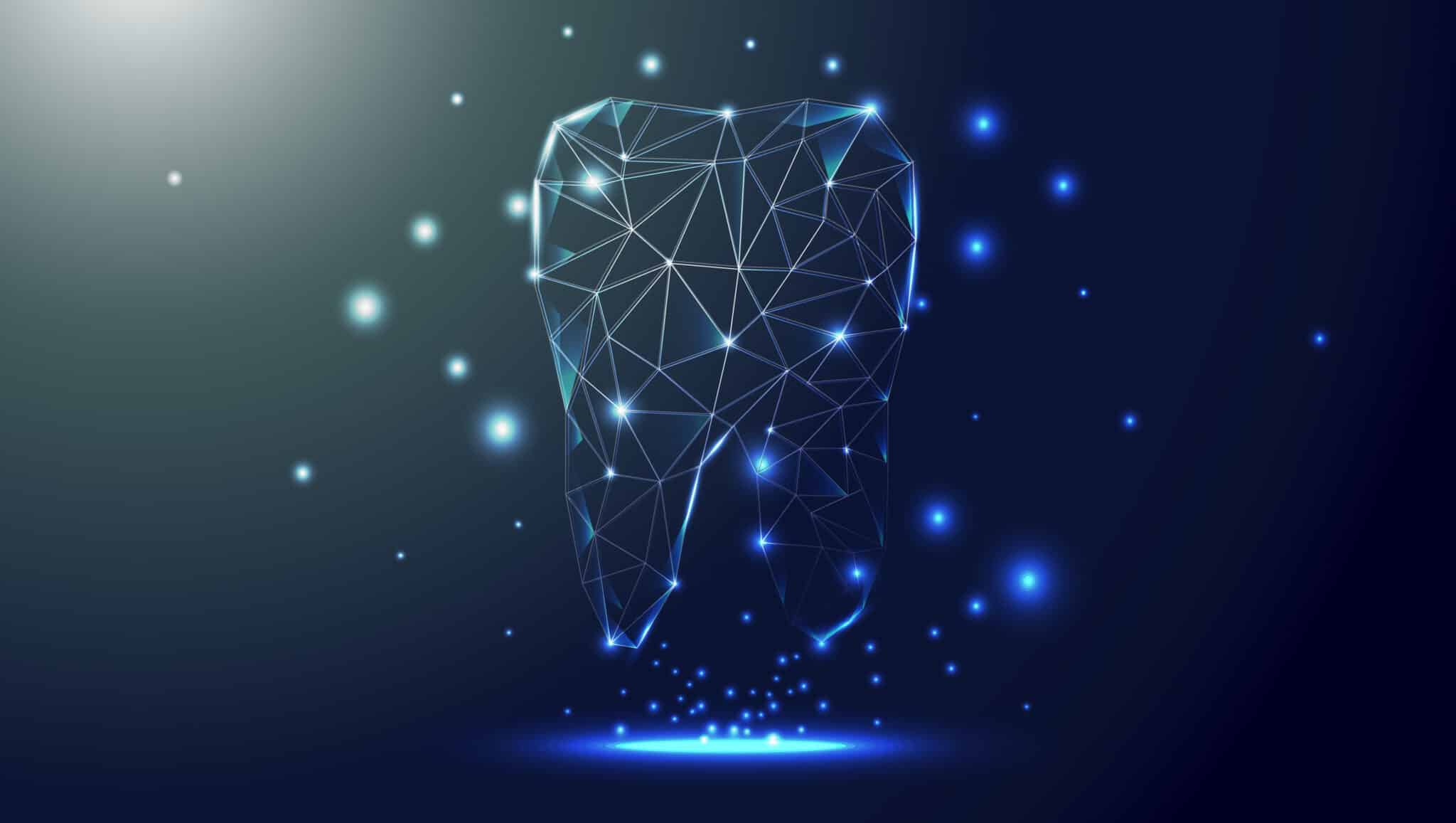 Abstract,Background.,Tooth,Formed,Of,Lines,And,Triangles,Glowing,In