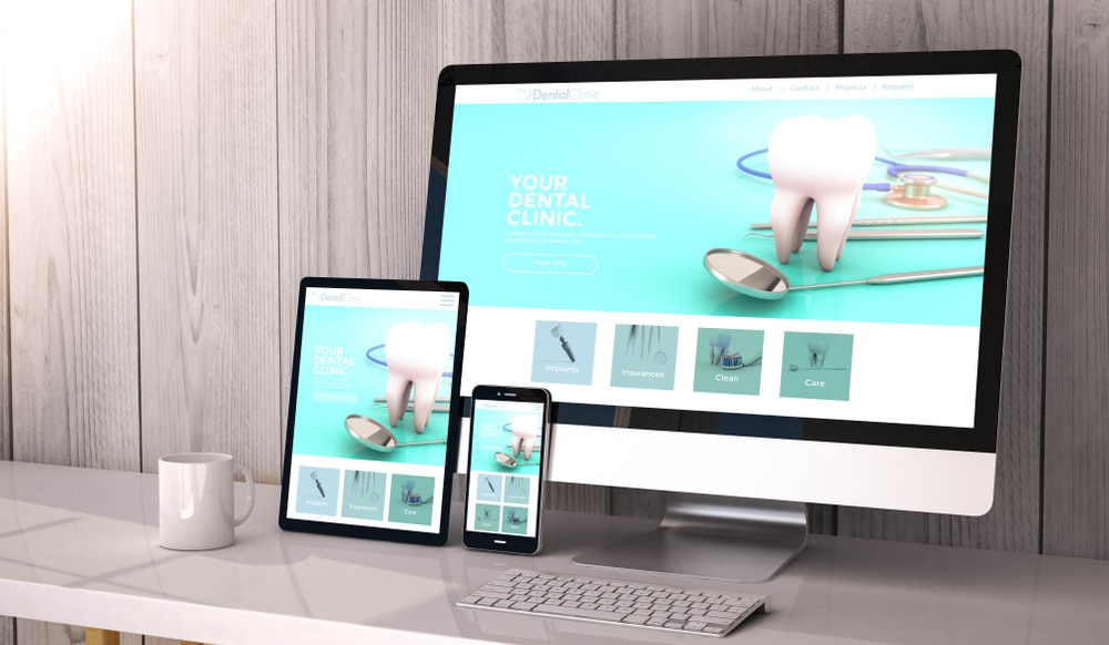 Digital,Generated,Devices,On,Desktop,,Responsive,Dental,Clinic,Website,Design