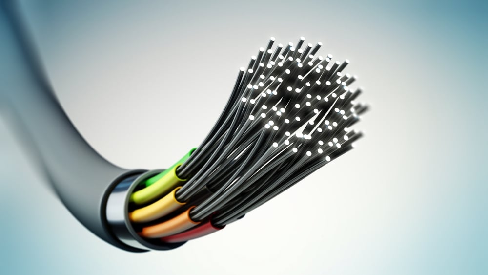 Fiber,Optic,Cable,Isolated,On,Gray,Background.,3d,Illustration.
